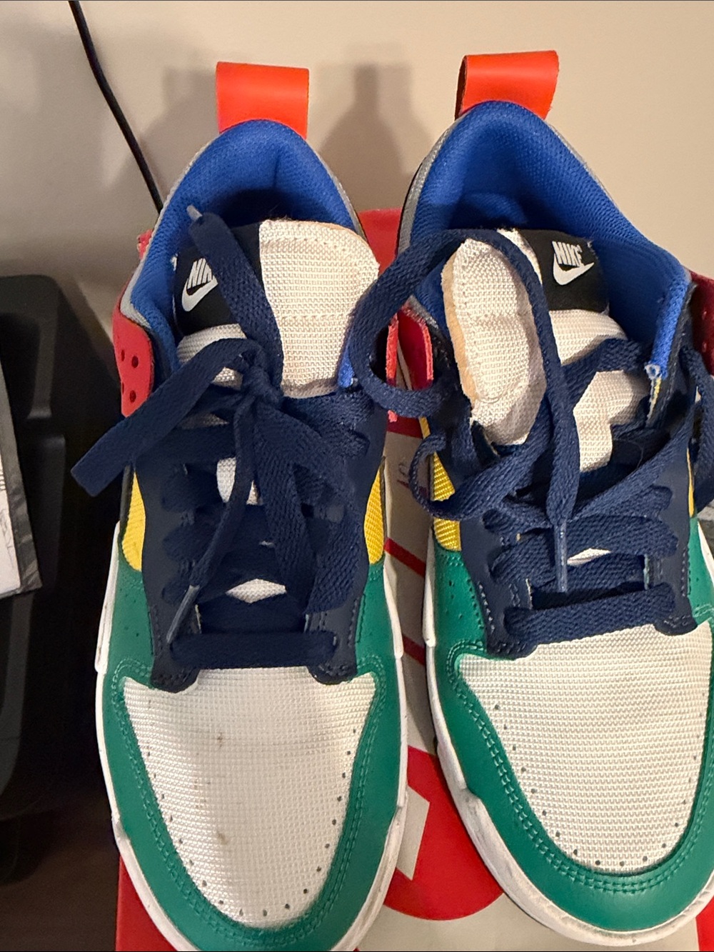 Nike Multi-Color Kids Low-Top Sneakers - Blue, Green, Yellow, Red, White